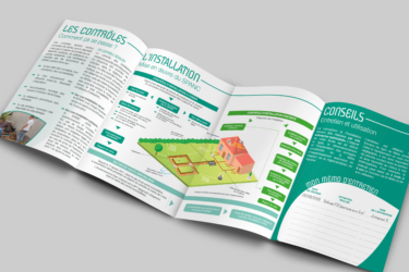 Dépliant A5 trois plis portefeuille pour le SPANC La Pommeraye Maine-et-Loire graphiste Studio Paruline