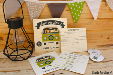 Faire-part de mariage La Pommeraye Maine-et-Loire graphiste Studio Paruline Mauges-sur-Loire mediatheque