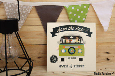 Faire-part de mariage La Pommeraye Maine-et-Loire graphiste Studio Paruline Mauges-sur-Loire mediatheque