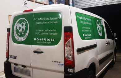 Adhésivage Gaec de La Thau Expert La Pommeraye, Maine-et-Loire, graphiste, Studio Paruline, Mauges-sur-Loire