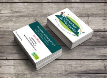 Carte de visite Herbes de Marguerite communication, La Pommeraye, Maine-et-Loire, graphiste, Studio Paruline, logo, site internet, publicité