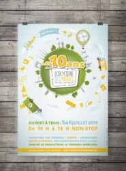 Campagne d'affiches 2019 de l'Ecocyclerie des Mauges 2019_affiche-10-ans-ECM-graphiste-la-pommeraye-studio-paruline